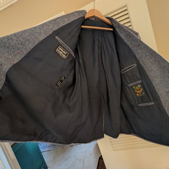 Vintage 48T DONEGAL Tweed Wool Blue Blazer Sport Coat Jacket Bespoke Ireland - Picture 3 of 16